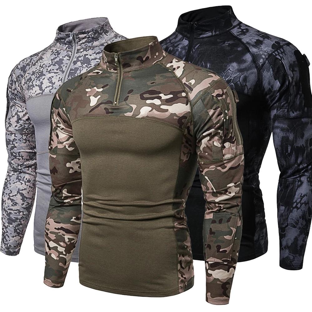 Men's Tactical Camouflage Athletic T-shirts Long Sleeve Men Tactical Military Clothing Combat Shirt Assault ArmyCostume