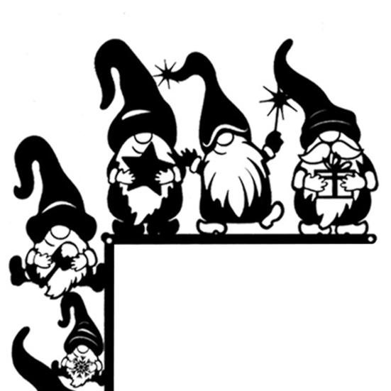 Christmas Gnome Door Frame Decoration Iron Faceless Dwarf Door Corner Sign Hollow Elf Front