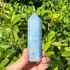 Natural Celestine Crystal Column Single Point Wand Home Decor Crafts Figurines Blue Celestite Hexagonal Prism Yoga Meditation