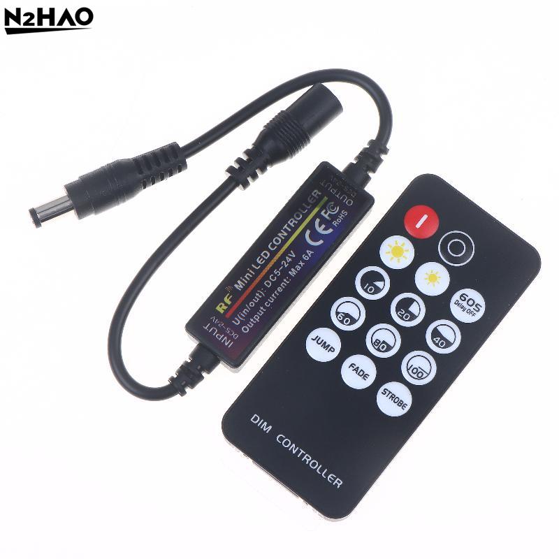 1 Set Mini RF Wireless 14Keys 2.4G Remote Control DC12V LED Dimmer 24V 5V 6A For 2835 5050 Single Color LED Strip Lights Dimmer