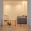 Folding Dog Barrier Black Metal Mesh Indoor Portable Puppy Gate for Home, Indoors 7 Nets