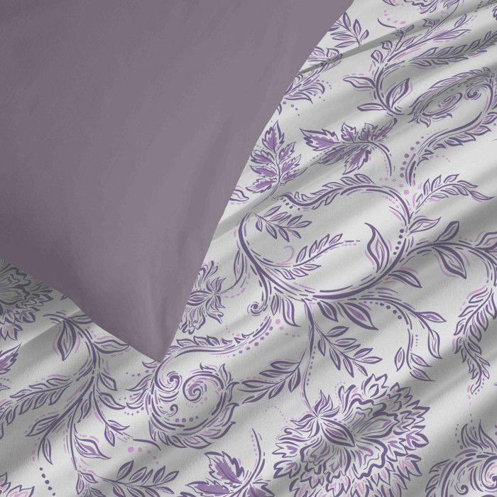 Complete Reversible Duvet Cover Set "Vanessa" 6 Pieces for 140 X 190 Bed Salma Lavender