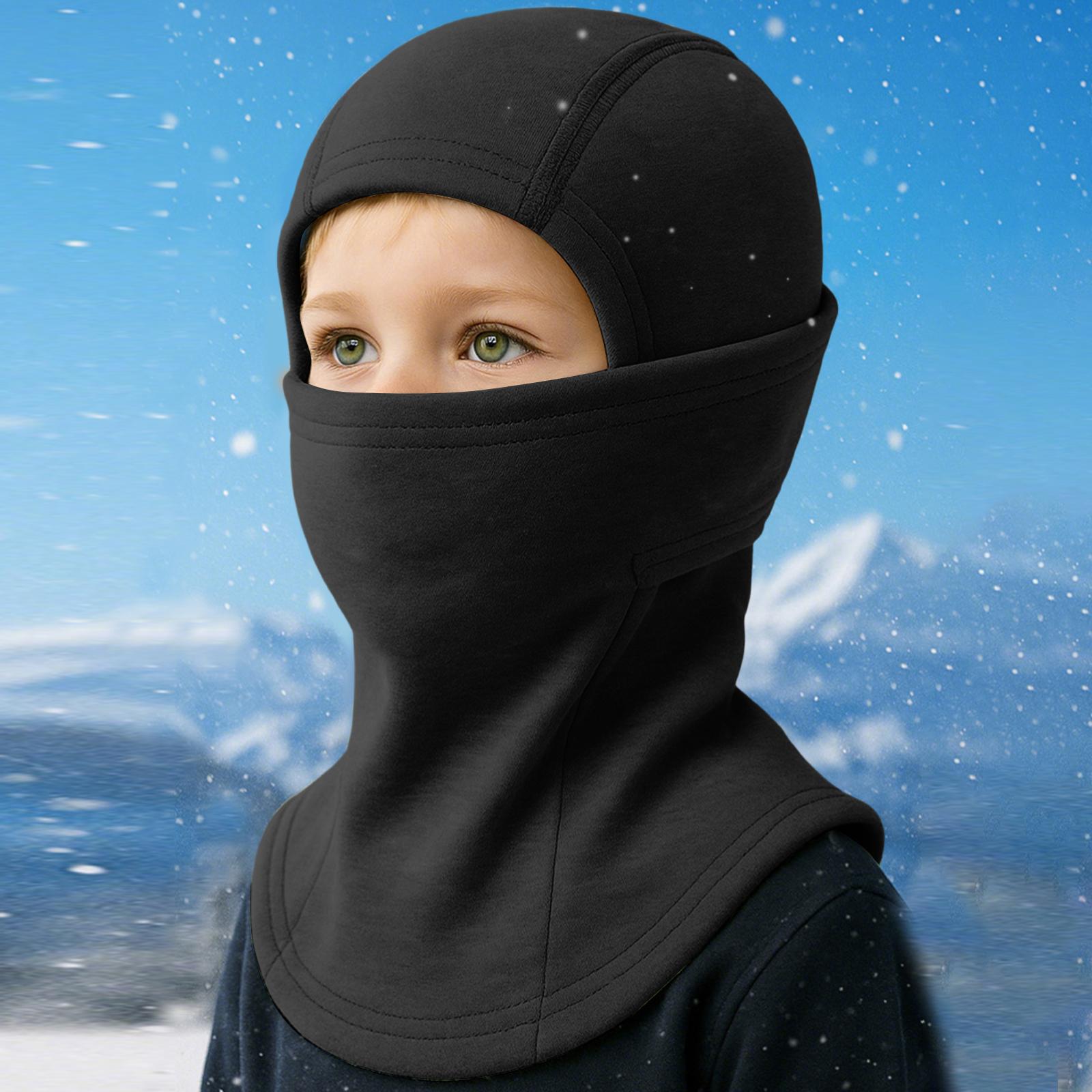 

Children s Color Cycling Face Mask, Integrated Thick German Fleece, Cold Skiing Warm Hood And Hat One Size