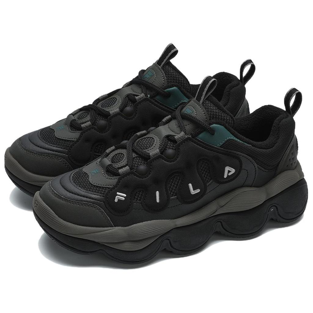 FILA Pease We Pea Shoes Fleece Version Fashion Versatile Sports Warm Wear-Resistant Low-Top Casual Shoes Men sneaker Black Green F12M441111FBM