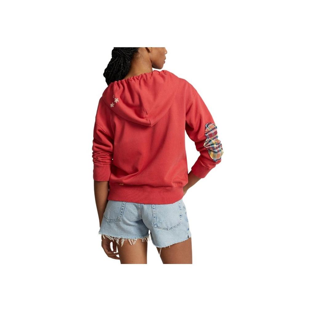 Polo Ralph Lauren Solid Color Letter Print Hooded Long Sleeve Sweatshirt Women Sweatshirt Red WMPOKNINFB20497-600