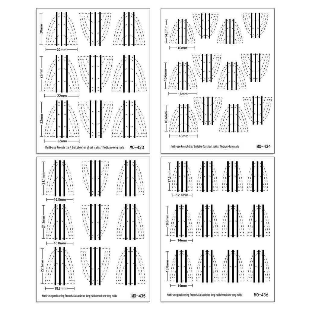 Versatile French Nail Stickers - Multi-Curvature, Transparent Craft with Positioning Lines