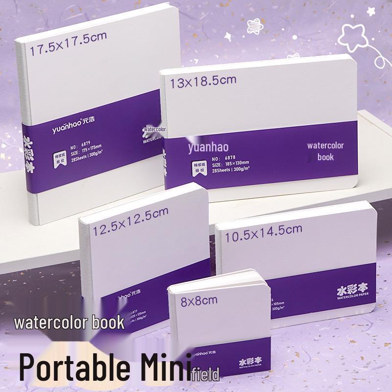 Portable Square Mini Watercolor Book: Acrylic, Cotton Pulp, and Fine Grain Paper for Painting and Doodling