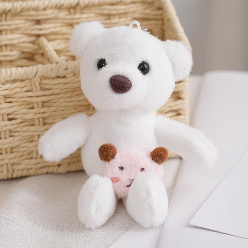 Adorable Plush Backpack Bear Keychain Cute Fluffy Stuffed Doll Pendant