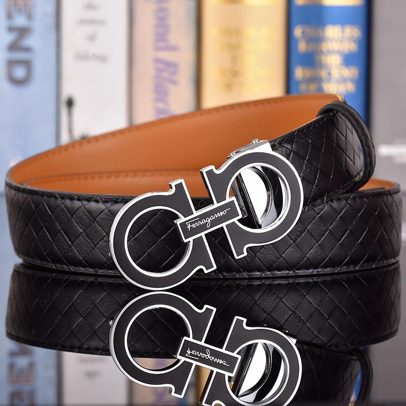 Salvatore Ferragamo Pánský opasek z hovězí kůže 3,3 cm Luxusní značkový designový opasek Oblek Džíny Formální Značka