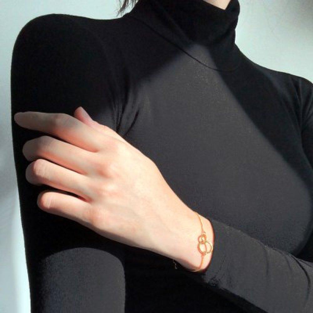 Surgical Steel Double Circle Pendant Gold Bracelet