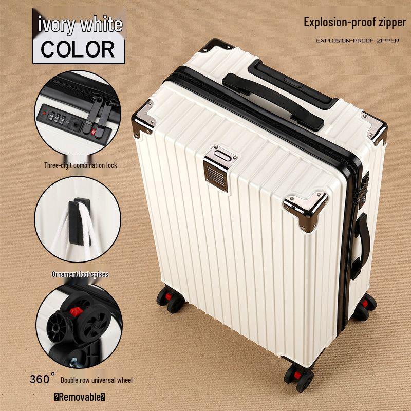 28" Women's Suitcase: Thick Aluminum Frame, Large Capacity, Silent Universal Wheels, Durable Travel Design. Logo Customization Available.