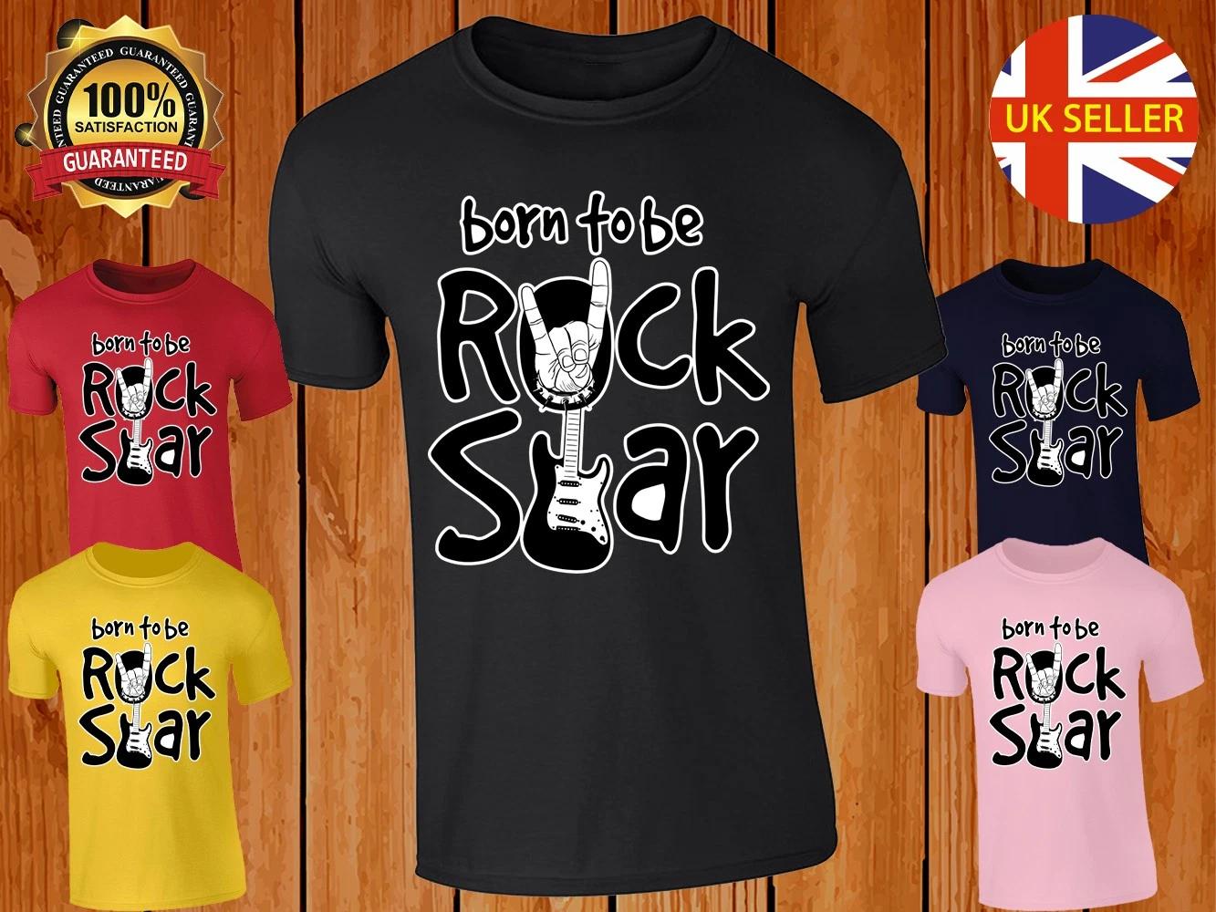 Born To Be a Rock Star Boys T-shirt Music Guitar Rock n Roll Girls Kids Gift S