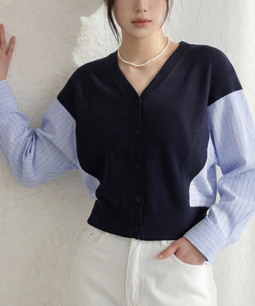 Merci Marie Shirt Layered V-Neck Cardigan 22688