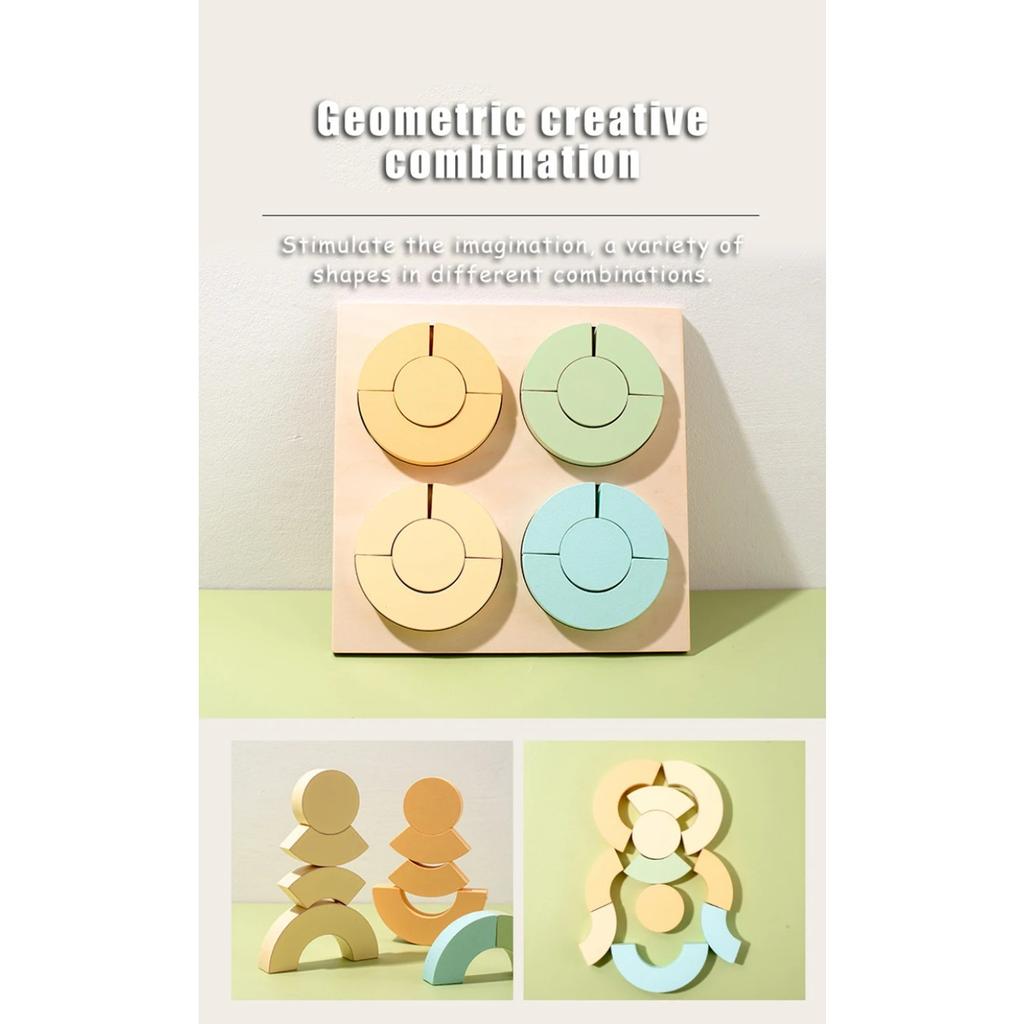 Toddlers Montessori Wooden Shape Puzzles Toys Matching Geometry Panel Sensory Sorting Learning Education Kindergarten Materials