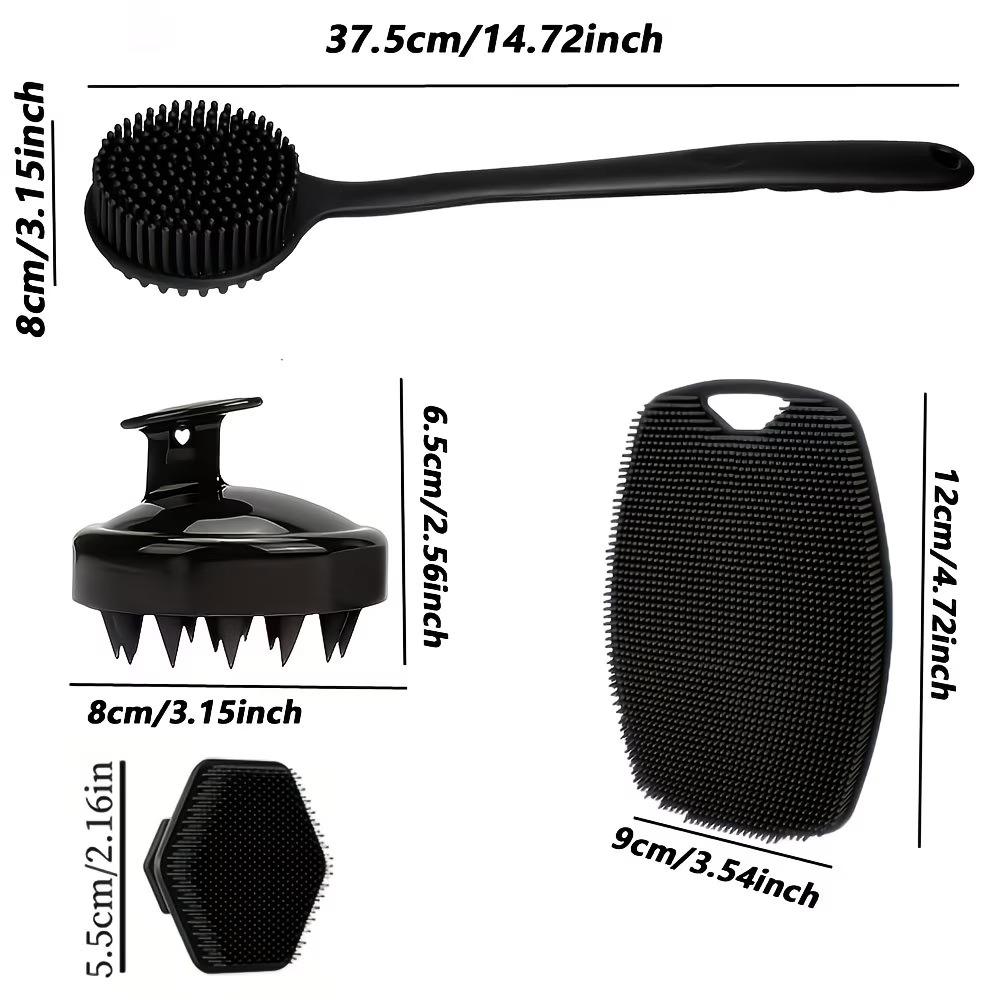 7/4/3 Stück Duschkörperpflege-Set Langer Griff Silikon-Rückenbürste Kopfhautmassagegerät Peeling Gesichtswalze Gua Sha Massagegeräte
