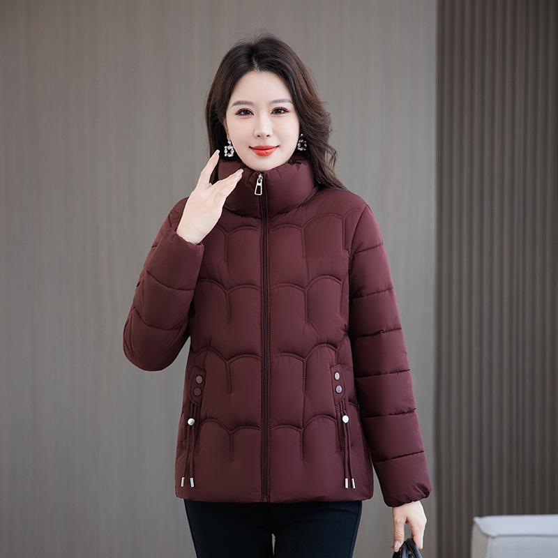 

Женская короткая ветрозащитная теплая зимняя куртка, подарок для мамы 5XL вино красного