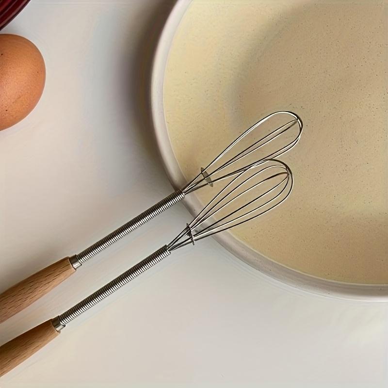 1/3 Pezzi Mini Frusta con Manico in Legno, Sbattiuova in Acciaio Inossidabile per Mescolare Uova, Latte, Succo