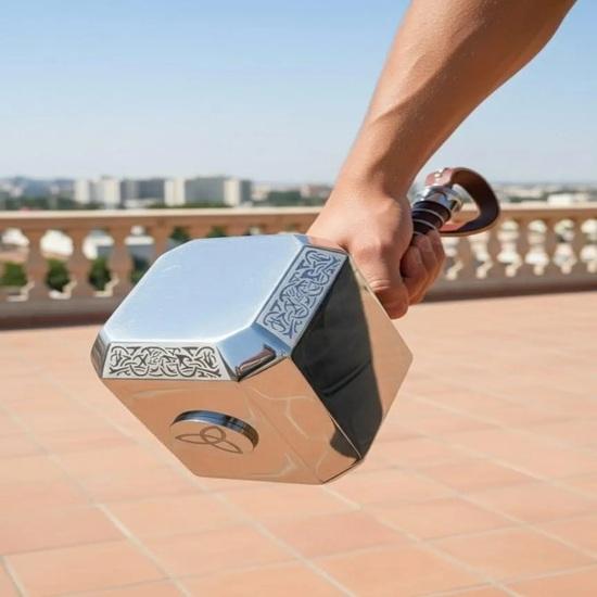 Handmade Actual Size Scale Thor Mjolnir Style Hammer Engraved Viking Full Metal Cosplay Collectible Prop, Wall, Table, Home Decor