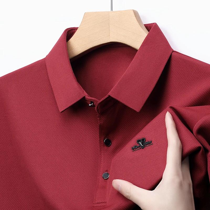 Nová pánská business casual košile s krátkým rukávem s odznakem, jednobarevná polokošile, módní, prodyšná, pohodlná, všestranný top