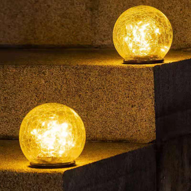 Solar Crackle Patio Light - Outdoor Waterproof Garden Landscape Lamp
