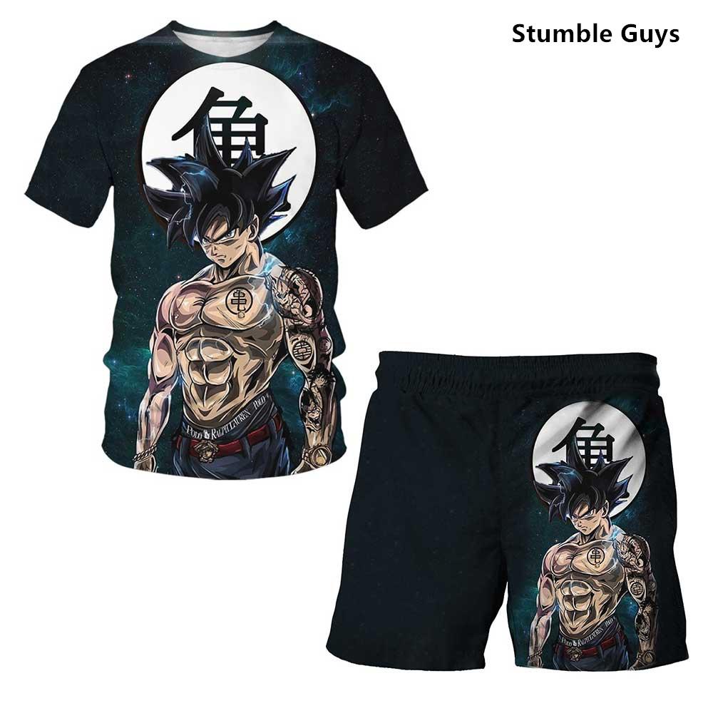 

Футболки з 3d-принтом Dragon Ball Хлопчики Super Saiyan Goku Футболки Шорти Комплекти з 2 предметів Діти Хлопчики Аніме Футболки Літні дитячі набори дитячого одягу 130