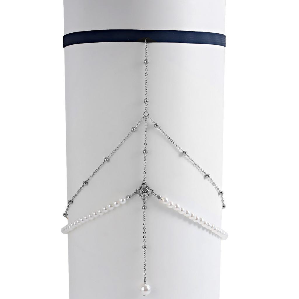 Europa, Amerika, sexy Imitationsperlenanhänger Mode Beinring Frauen, elastisches Seil vielseitige Spice Girl Beinkette Spot