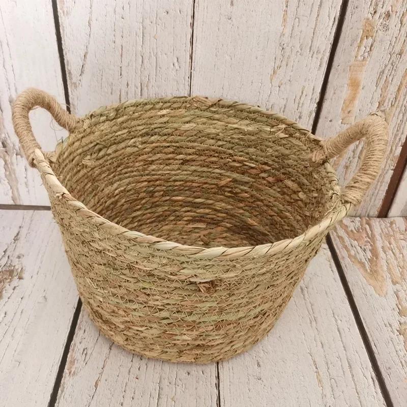 Babyfotografie Posing-Nest Runde Rattan-Geflochtene Korbgriffe Baby-Wickelbehälter Requisiten-Schale Rahmen Studio-Fotozubehör