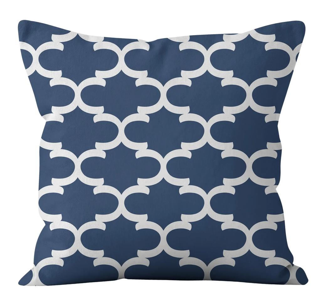 Modern Fashion Nordic Sofa Simple Cushion Cover Living Room Decoration Pillow Cover Navy Blue Geometric Pillow Cover