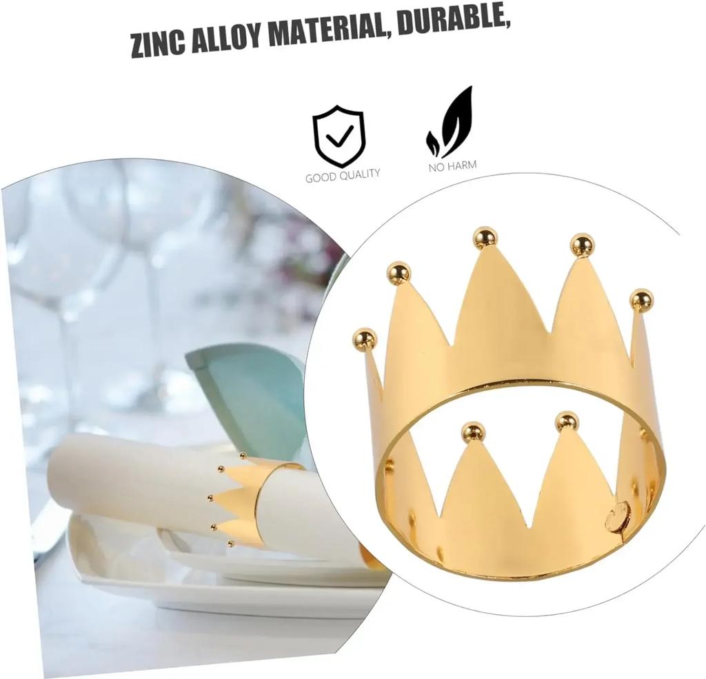 96PCS Crown Napkin Ring Holiday Napkin Ring Gold Napkin Clasp Mini Crown Gold Delicate Ring Edge Cutlery Stainless Steel Banquet