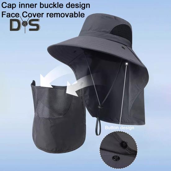 Wide Brim Bucket Hat UPF 50+ UV Protection Sun Hat Summer Outdoor Fishing Visor Hat with Neck Flap And Face Guard for Camping Hiking Gardening