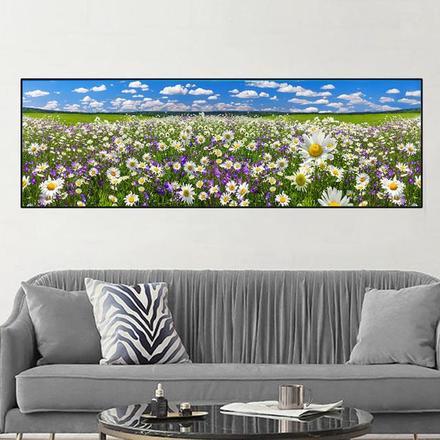 Krajina Levandulové pole Západ slunce Květina Malba na plátně Severské Plakáty a obrazy Nástěnné umění Obraz Obývací pokoj Dekor Bez rámu