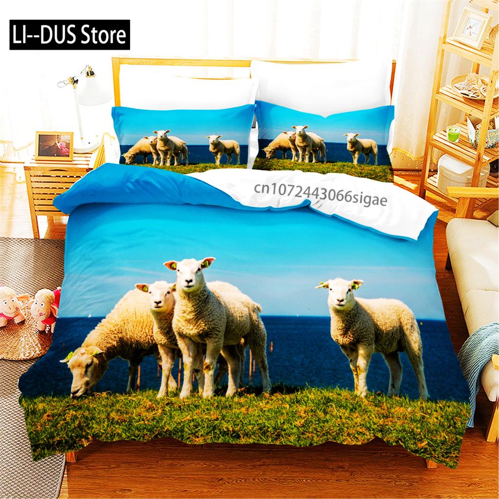 3D Printed Sheep Duvet Cover With Pillow Cover Bedding Set Single Double Twin Full Queen King Size Animal Bed Set Bedroom Decor