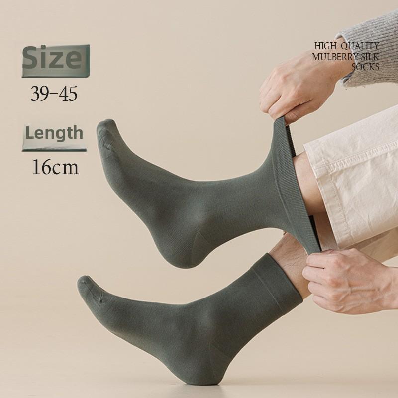 5 Pairs of Men's Autumn and Winter Commercial Anti Bacterial Sweat Absorber Deodorant Boneless Loose Tube Socks