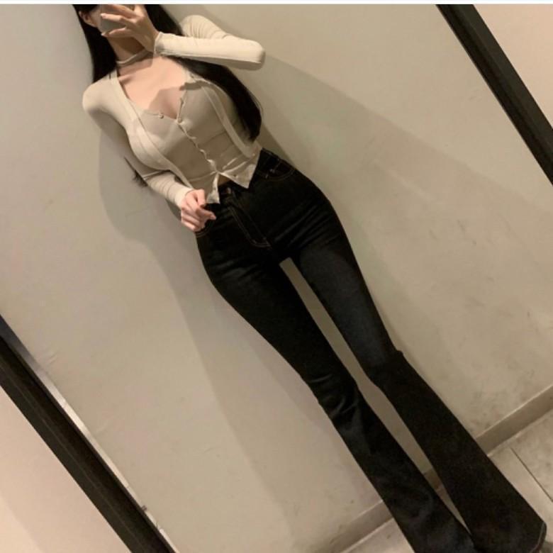 Korean Dongdaemun Stylish Slim-Fit Ribbon Cardigan T-Shirt for Women