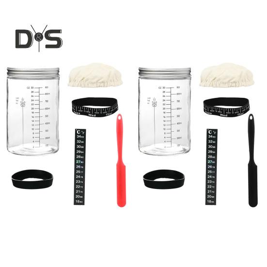 Sourdough Starter Kit with Cloth Cover Large Capacity Food Grade BPA Free Reusable Sourdough Bread Baking Supplies