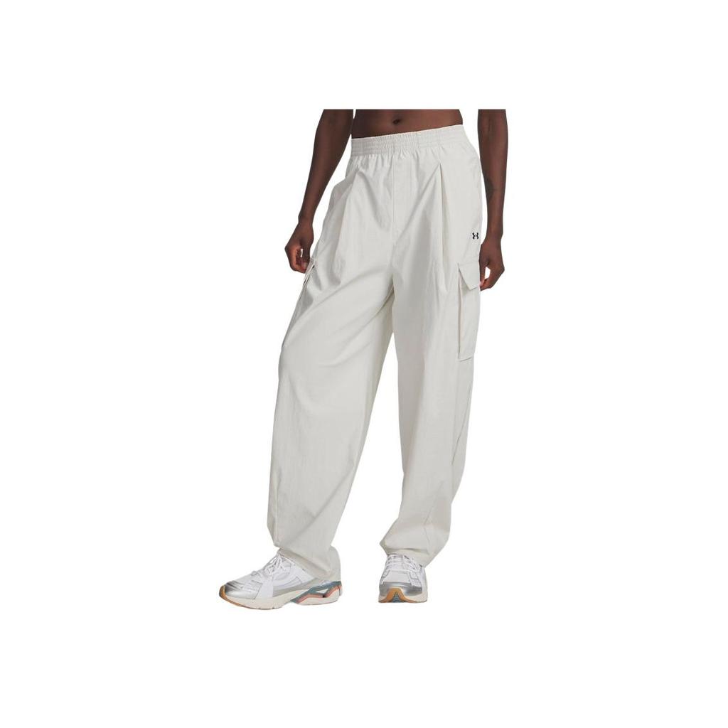Under Armour Woven Long Pants Peak White Knitted Sports Pants Women bottoms 6007025-110