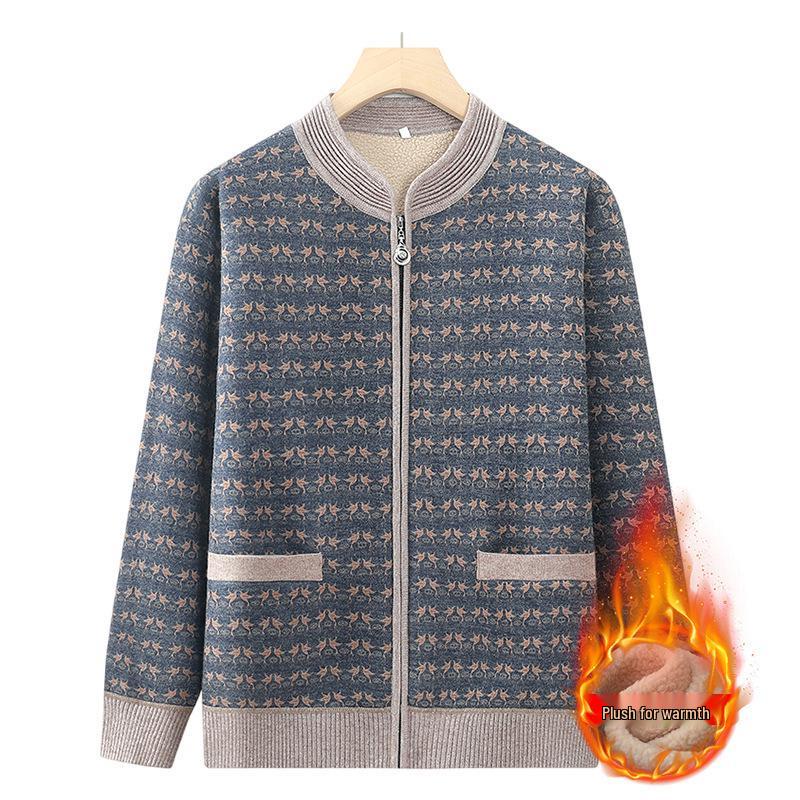 

Grandma s Cozy Knitted Cardigan: Warm Velvet Sweater for Autumn/Winter XL for 85-105 jin