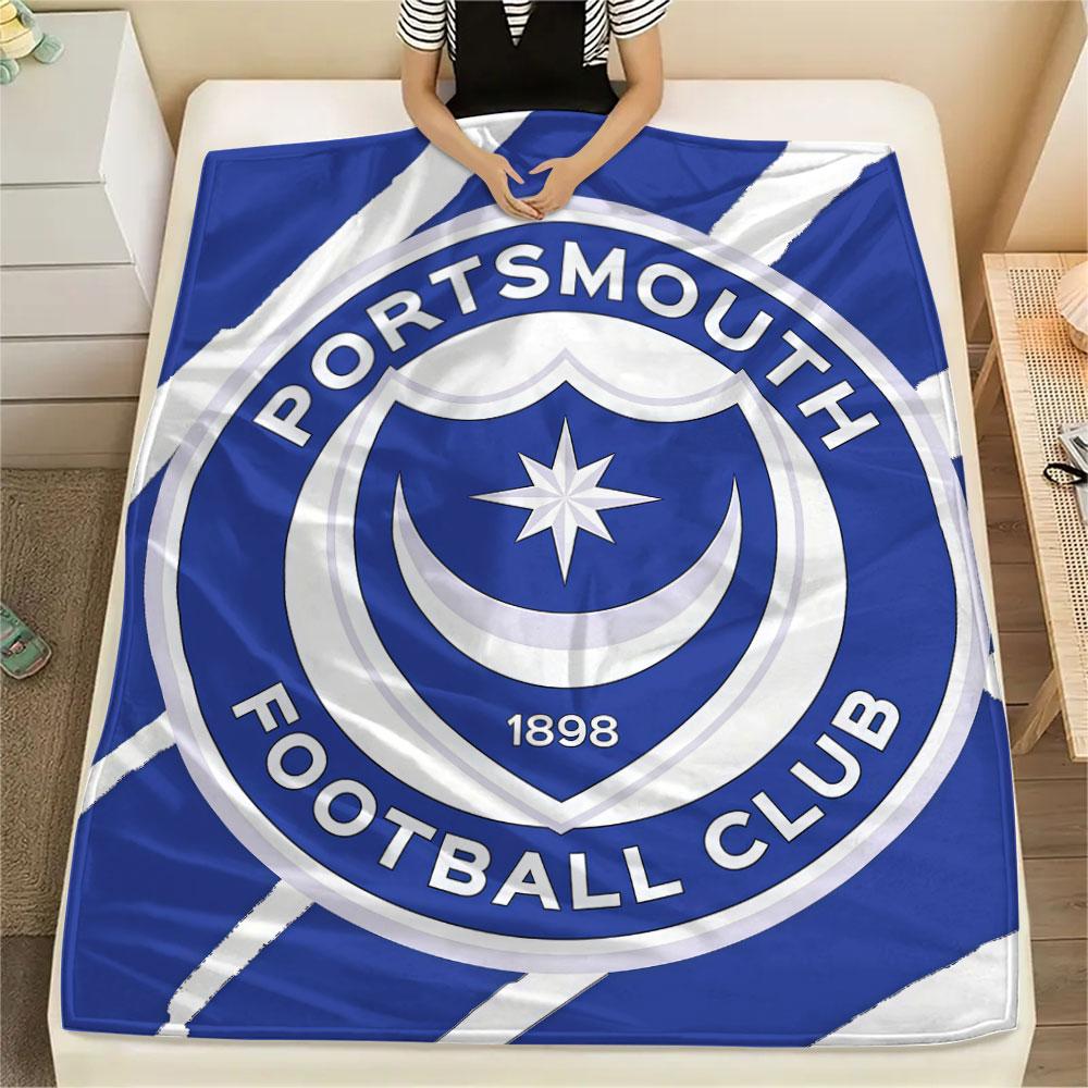 1PC Portsmouth Football Club Patterned Flannel Blanket Suitable For All Seasons for Home Decor Warmth and Comfort Gifts Holiday Present