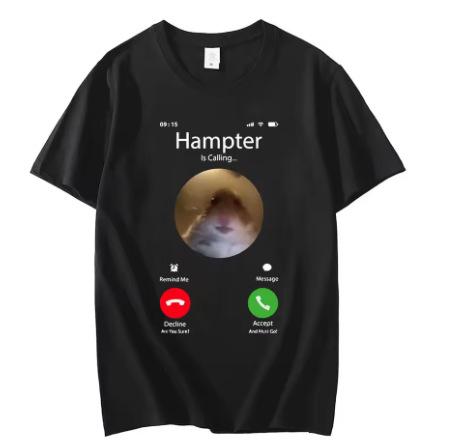 Dank Meme Hamster Staring Front Camera Hampter Calling T-shi S чёрный