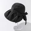 Ready To Ship Women Big Bowknot Wide Brim Bucket Hat Foldable Packable Beach Sun Caps Ladies Elegant Summer Holiday Sunshade Hat