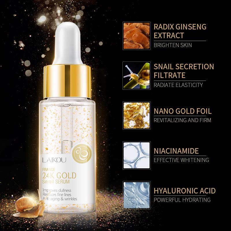 Anti-wrinkle Anti-Aging Serum with Snail and 24K Gold Moisturizing Serum with Extract 17ml