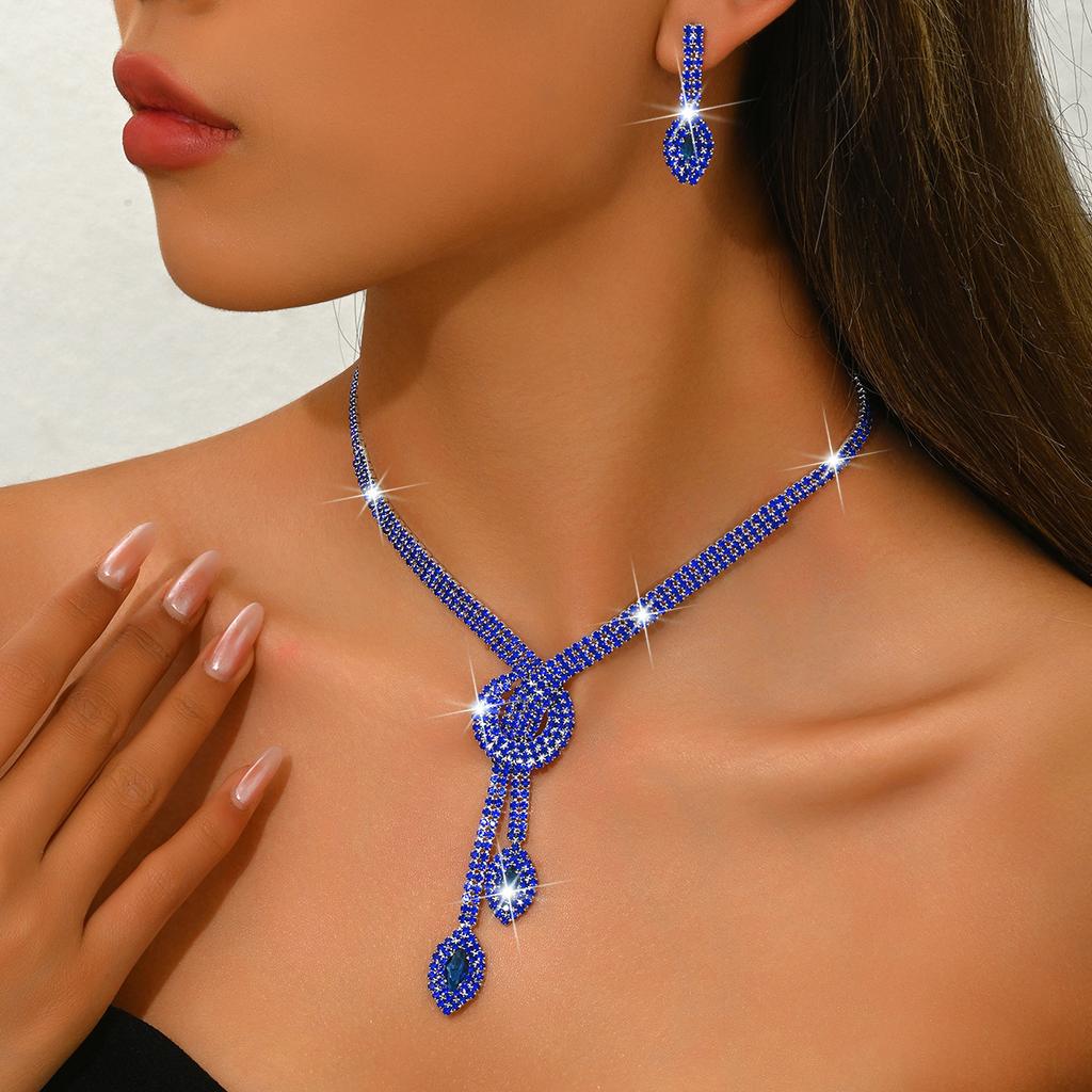 Women's Necklace Earrings Set Jewelry Zircon Temperament Wear Dress Wedding Dress Crystal Accessories