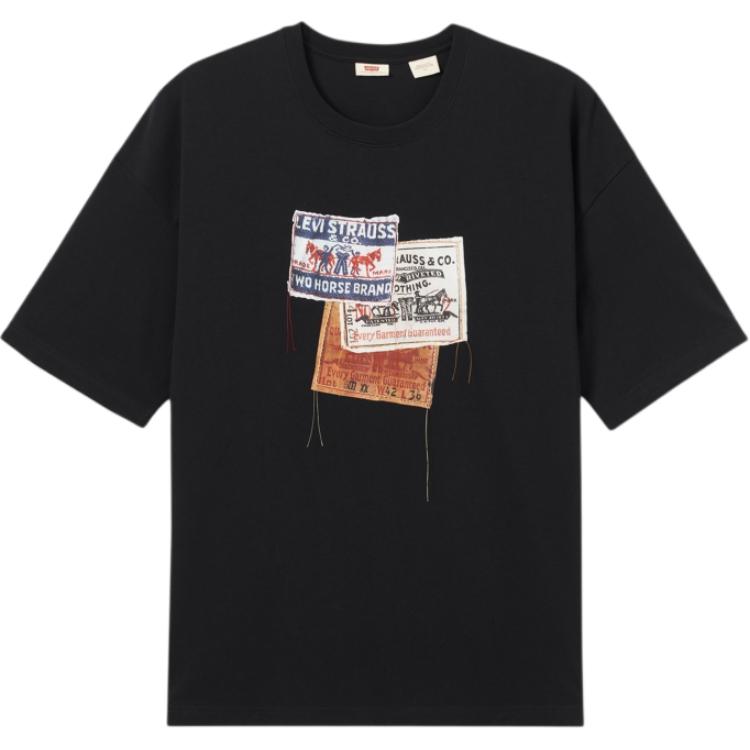 

Levis Свободный крой Повседневная нашивка Мягкая футболка с круглым вырезом и коротким рукавом Мужские топы Черный 002XI-0001 M