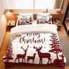 Comforter 3-Piece Merry Christmas Plaid Reindeer - Soft Comfortable And Cozy Bedding For Bedroom And Guest Room