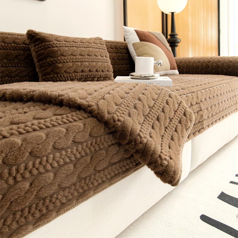 Light Luxury Sofa Cushion, Autumn And Winter Millet Mink Fleece Thickened Warm Seat Cushion, High-End Sofa Cover Cover Cloth Towel