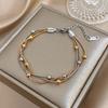 Gold Silver Color Wrap Beaded Bracelets Stainless Steel Wrist Chain Stylish Party Jewelry  Women