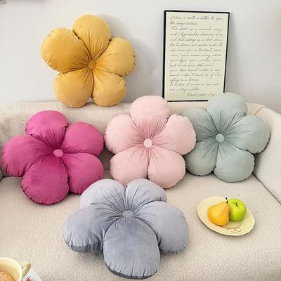 Solid Color Floral Pillow, Soft Cotton Floral Cushion, Used for Sofas, Beds, Chairs, and Home Decor