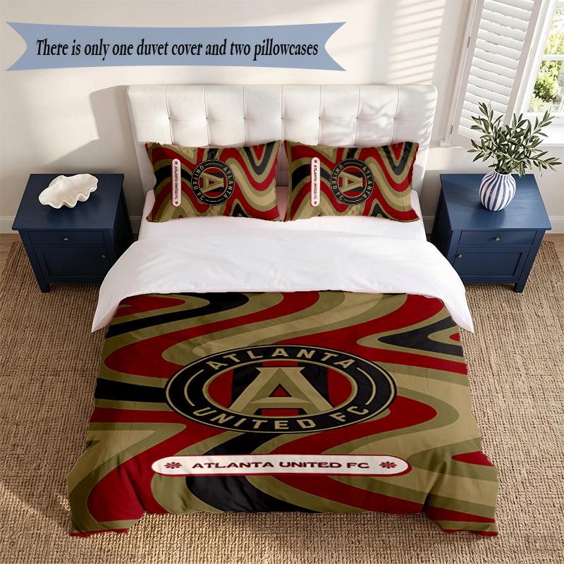 Atlanta United 3‑Piece Bedding Set Soft Microfiber Duvet Cover Pillowcases Comfortable Bed Linen for Bedroom Decoration