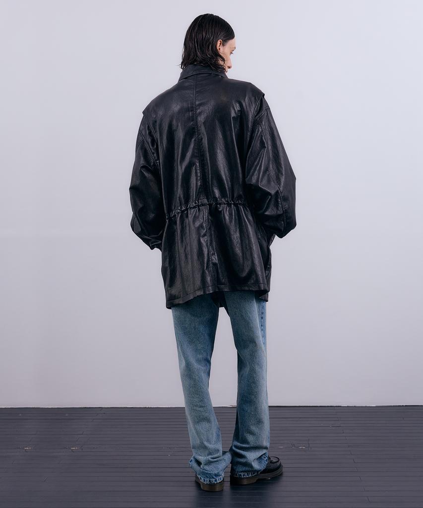 Nuakle (M) Safari Faux Leather Jacket_Black