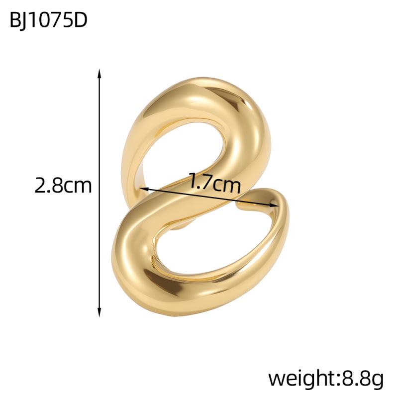 INSSGG European Haute Couture S-Shaped Minimalist Adjustable Open Ring